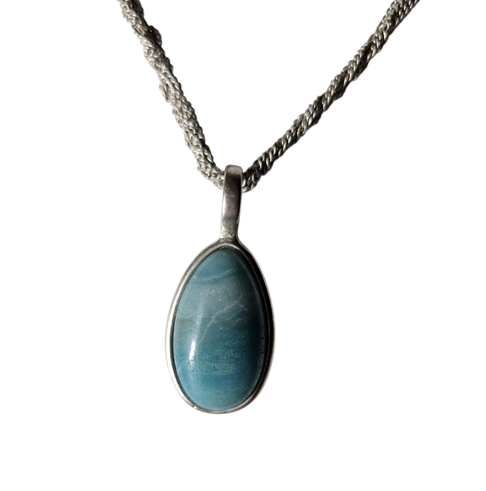 Kenneth Cole Silver tone Turquoise Teardrop Pendant Necklace.